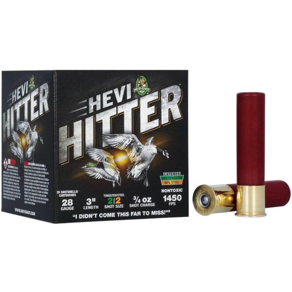 HEVI-Shot HEVI-Hitter Tungsten/Steel Shotshells 28ga 3" 3/4oz 1450 fps #2 25/ct - Precision Shot Firearms