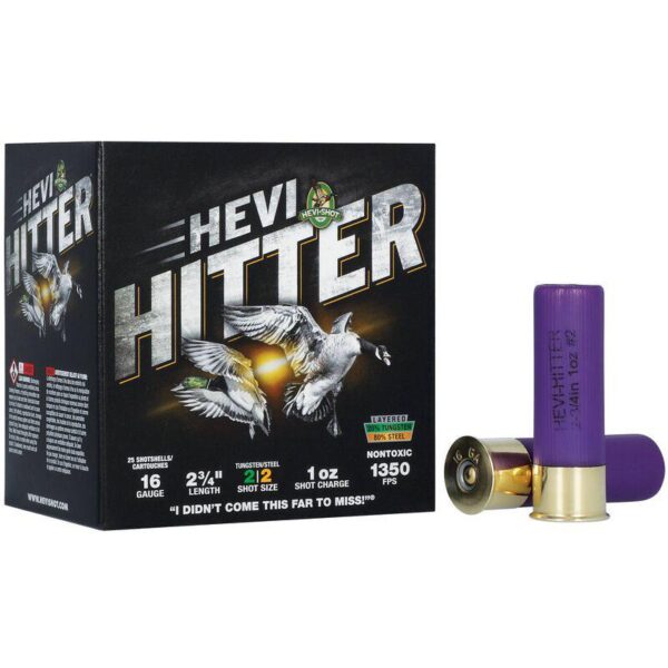 HEVI-Shot HEVI-Hitter Tungsten/Steel Shotshells 16ga 2-3/4" 1oz 1350 fps #2 25/ct - Precision Shot Firearms