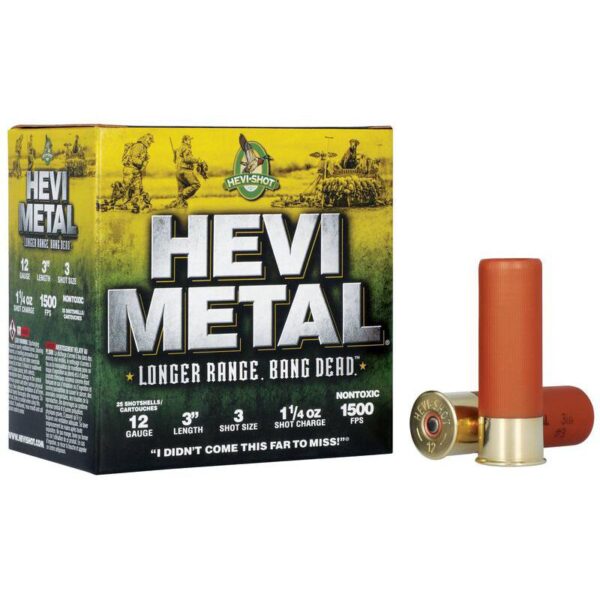 HEVI-Shot HEVI-Metal Longer Range Shotshell 12ga 3" 1-1/4 oz 1500 fps #3 25/ct - Precision Shot Firearms
