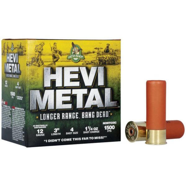 HEVI-Shot HEVI-Metal Longer Range Shotshell 12ga 3" 1-1/4 oz 1500 fps #4 25/ct - Precision Shot Firearms