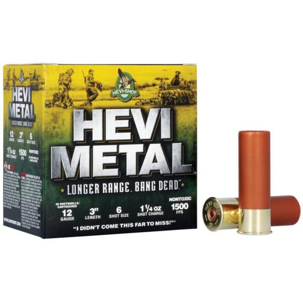 HEVI-Shot HEVI-Metal Longer Range Shotshell 12ga 3" 1-1/4 oz 1500 fps #6 25/ct - Precision Shot Firearms