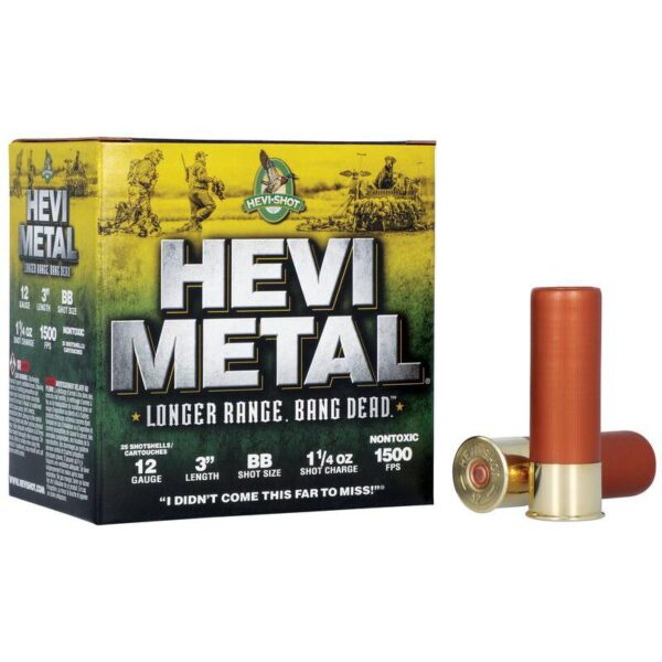 HEVI-Shot HEVI-Metal Longer Range Shotshell 12ga 3" 1-1/4 oz 1500 fps #BB 25/ct - Precision Shot Firearms