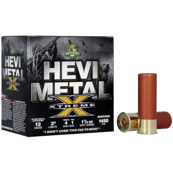 HEVI-Shot HEVI-Metal Xtreme Shotshell 12ga 3" 1-1/4 oz 1450 fps #1 Steel & #4 Tungsten 25/ct - Precision Shot Firearms