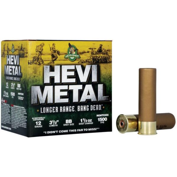 HEVI-Shot HEVI-Metal Longer Range Shotshell 12ga 3.5" 1-1/4 oz 1500 fps #BB 25/ct - Precision Shot Firearms