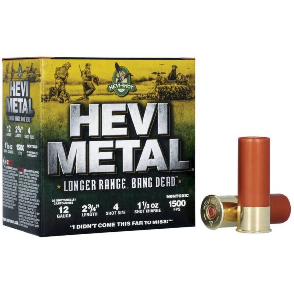 HEVI-Shot HEVI-Metal Longer Range Shotshell 12ga 2-3/4" 1-1/8 oz 1500 fps #4 25/ct - Precision Shot Firearms
