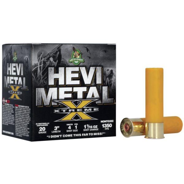 HEVI-Shot HEVI-Metal Xtreme Shotshell 20ga 3" 1-1/16 oz 1350 fps #4 Tungsten & #1 Steel 25/ct - Precision Shot Firearms