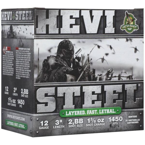 HEVI-Shot HEVI-Steel Shotshells 12ga 3" 1-3/8oz 1450 fps #BB 25/ct - Precision Shot Firearms