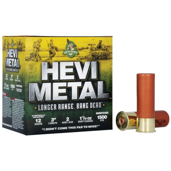HEVI-Shot HEVI-Metal Longer Range Shotshell 12ga 3" 1-1/4 oz 1500 fps #2 25/ct - Precision Shot Firearms