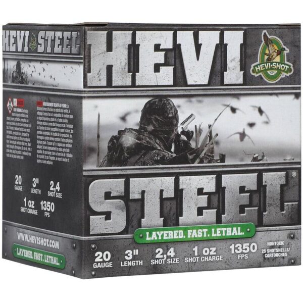 HEVI-Shot HEVI-Steel Layered Shotshells 20ga 3" 1-3/8oz 1350 fps #24 25/ct - Precision Shot Firearms