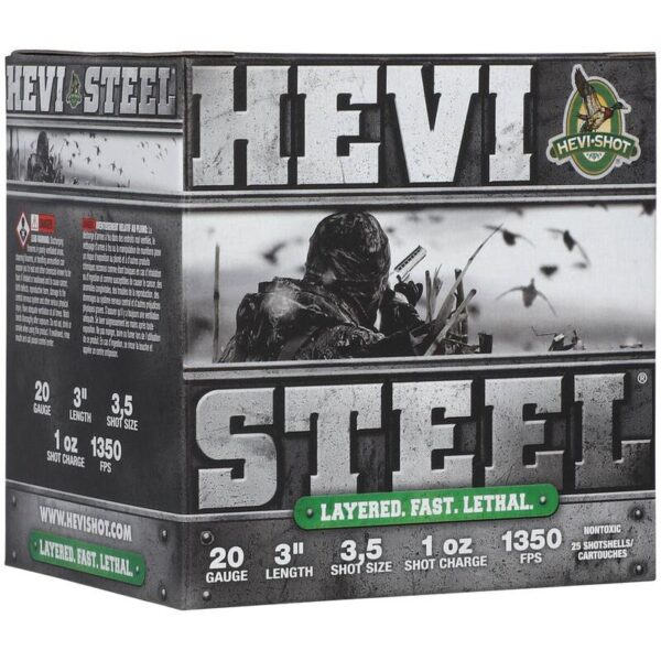 HEVI-Shot HEVI-Steel Shotshells 20ga 3" 1oz 1350 fps #3 & #5 25/ct - Precision Shot Firearms