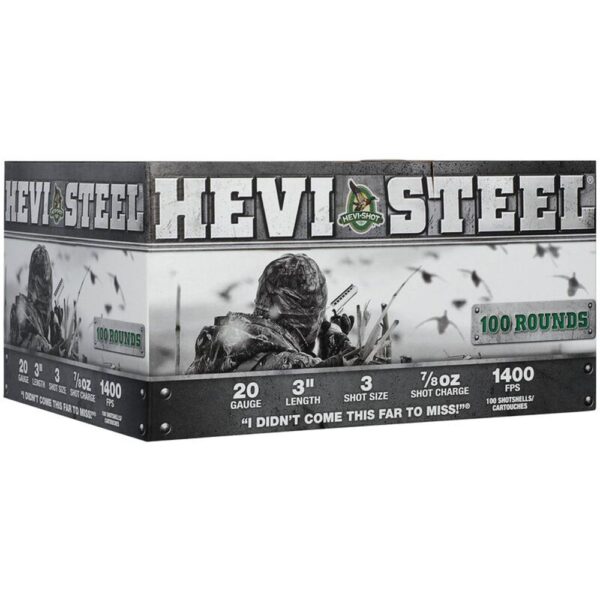 HEVI-Shot HEVI-Steel Shotshells 20 ga 3" 7/8 oz 1400 fps #3 100/ct - Precision Shot Firearms