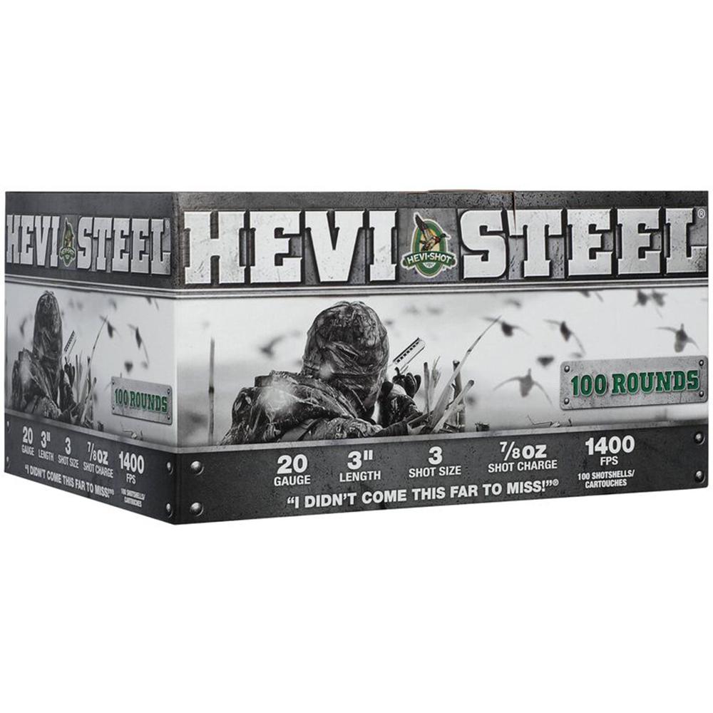 HEVI-Shot HEVI-Steel Shotshells 20 ga 3" 7/8 oz 1400 fps #3 100/ct - Precision Shot Firearms