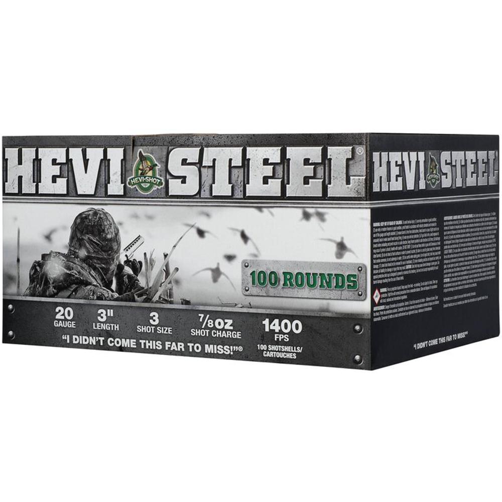 HEVI-Shot HEVI-Steel Shotshells 20 ga 3" 7/8 oz 1400 fps #3 100/ct - Precision Shot Firearms