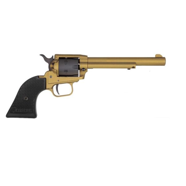 Heritage Rough Rider Gold Cerakote Handgun .22 LR 6rd Capacity 6.5" Barrel Polymer Black - Precision Shot Firearms