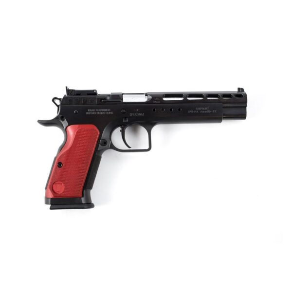 Tanfoglio Gold Match Handgun 10mm 13rd Magazine 6" Barrel Black with Red Grips Optic Ready - Precision Shot Firearms