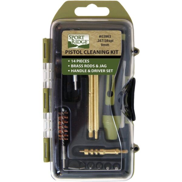 TacShield Sport Ridge 14pc Pistol Cleaning Kit 38/357/9mm Luger Coyote - Precision Shot Firearms