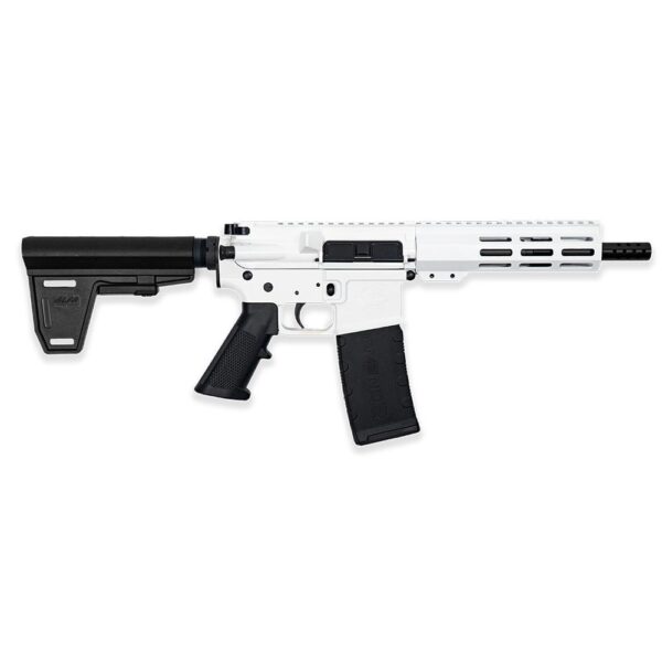 GLFA 223 Wylde Braced Pistol .223 Wylde 30rd Magazine 7.5" Nitride Barrel White Finish - Precision Shot Firearms