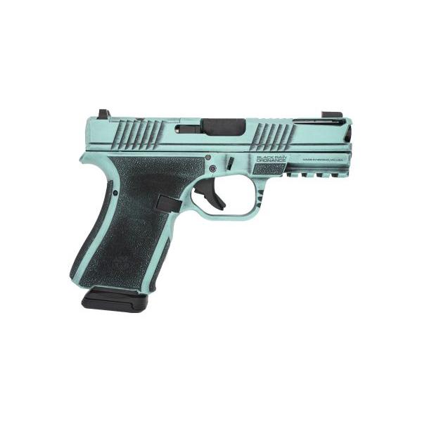Black Rain Frontline+ Handgun 9mm Luger 15rd Magazine 3.75" Barrel Robins Egg Blue Battleworn Finish Optic Ready - Precision Shot Firearms