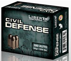 Liberty Civil Defense Handgun Ammunition .380 Auto 50 gr SCHP 1500 fps 20/ct - Precision Shot Firearms