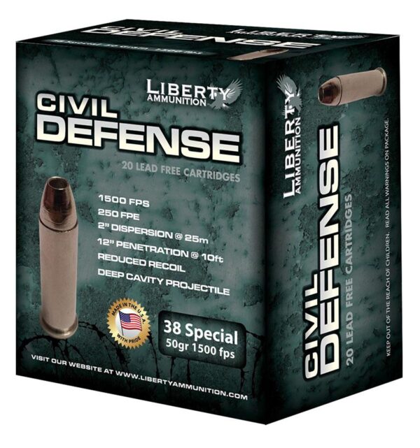 Liberty Civil Defense Handgun Ammunition .38 Spl 50 gr SCHP 1500 fps 20/ct - Precision Shot Firearms