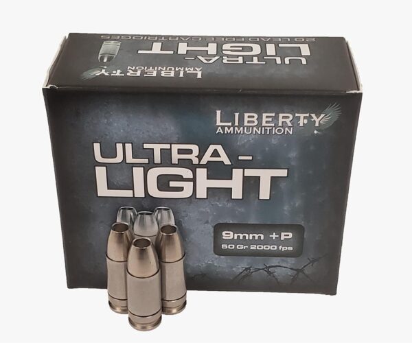 Liberty Ammunition Ultra-Light Ammunition 9mm +P 50 gr. Copper Mono.Frag HP 20/ct - Precision Shot Firearms