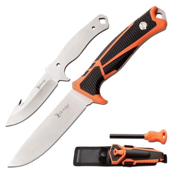 Master Cutlery Elk Ridge Trek Interchangeable Blade Set 4 1/2" Blades Orange and Black - Precision Shot Firearms