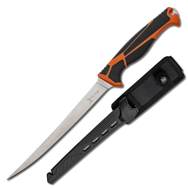 Master Cutlery Elk Ridge Trek Fixed Knife 7" Fillet Blade Orange and Black - Precision Shot Firearms