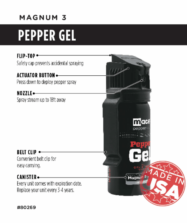 Mace Magnum 3 Pepper Gel Distance Spray 18' Range - Black - Precision Shot Firearms
