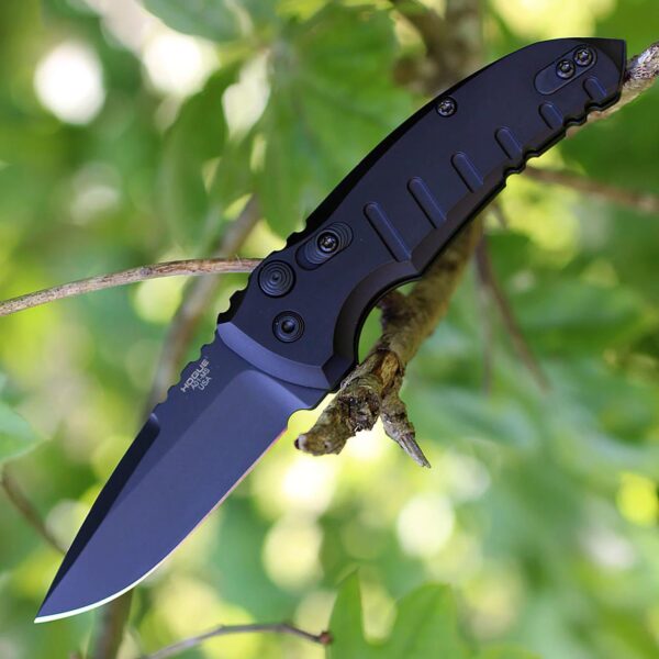 Hogue A01-Microswitch Automatic Folder Knife 2-3/4" Drop Point Blade Black - Precision Shot Firearms