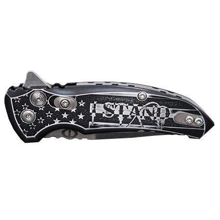Hogue X1-Microflip 2.75" Knife Custom Outlaw Ordnance - I Stand Engraving - Precision Shot Firearms