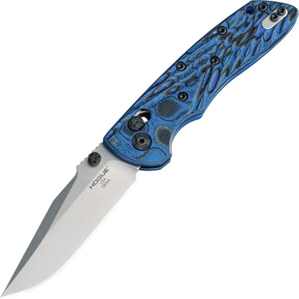 Hogue Deka 3.25" ABLE Lock Folder Clip Point Blade Tumble Finish G-10 Blu Lava - Precision Shot Firearms
