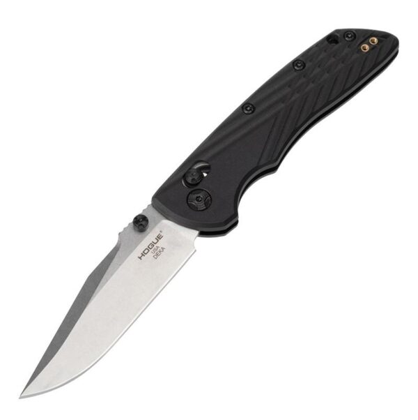 Hogue Deka Manual Folder Knife 3 1/4" Clip Point Blade Black With Thumb Studs - Precision Shot Firearms