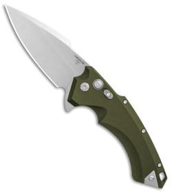 Hogue X5 Flipper: 4.0" Spear Point Blade - Tumbled Finish OD Green Aluminum Frame - Precision Shot Firearms