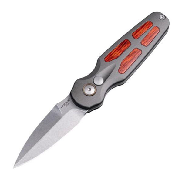 Hogue Ballista II Automatic Folder Knife 2-3/5 Spear Point Blade Grey with Cocobolo Inserts - Precision Shot Firearms