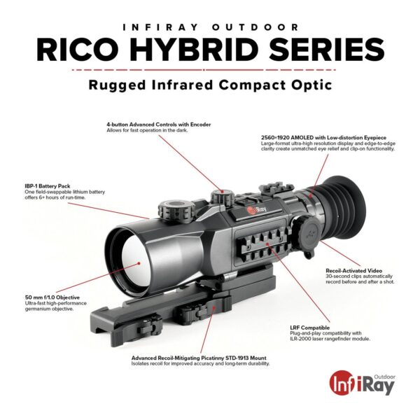 InfiRay RICO HYBRID 640 3X 50mm Multi-function Thermal Weapon Sight - Precision Shot Firearms
