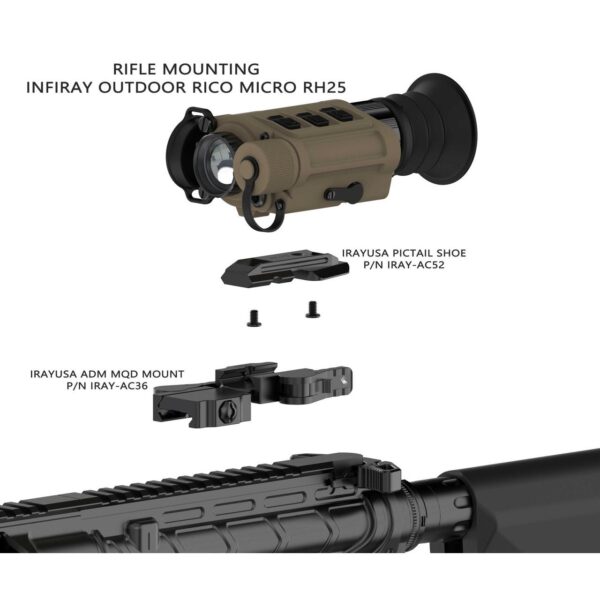 InfiRay Rico Micro V2  640 12 Micron 25mm FDE Hand Held / Stand Alone Weapon Sight / Clip-On Mode / Weapon Mounts Optional - Precision Shot Firearms