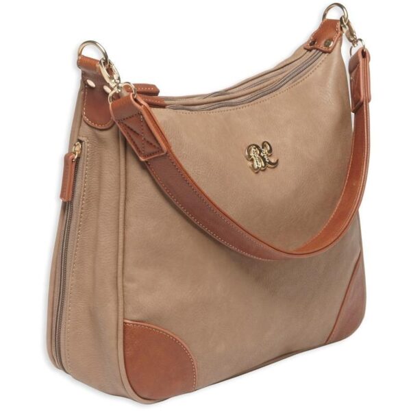 Bulldog Hobo Style Conceal Carry Purse W/ Holster - Taupe W/ Tan Trim - Precision Shot Firearms