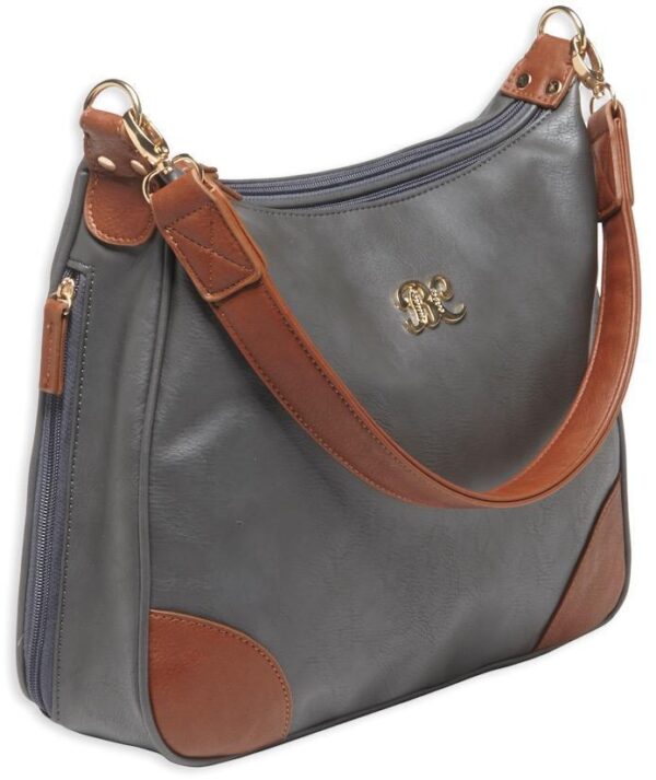 Bulldog Hobo Style Conceal Carry Purse W/ Holster - Gray W/ Tan Trim - Precision Shot Firearms