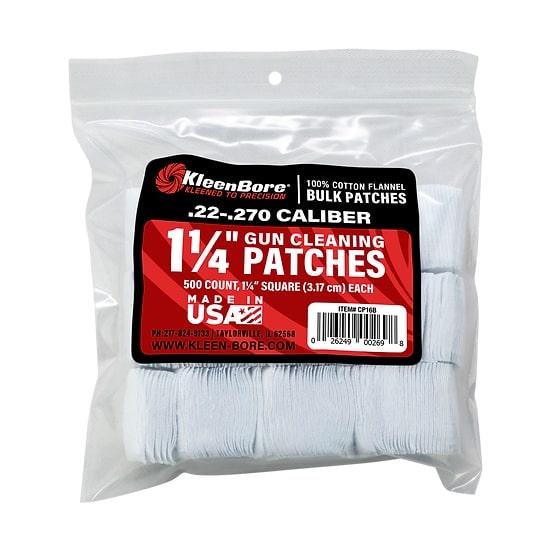 KleenBore 1 1/4" Bore Cleaning Patches .22-.270 Cal .410-20 ga 500/ct - Precision Shot Firearms