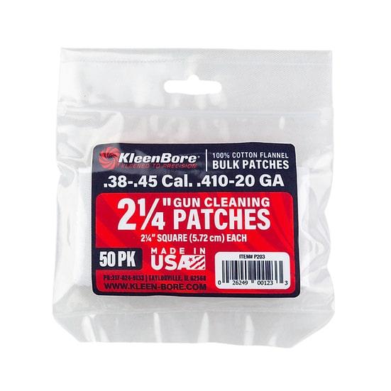 KleenBore Cotton Patches 2-1/4? .38-.45 Cal. & .410-20 ga 50/ct - Precision Shot Firearms