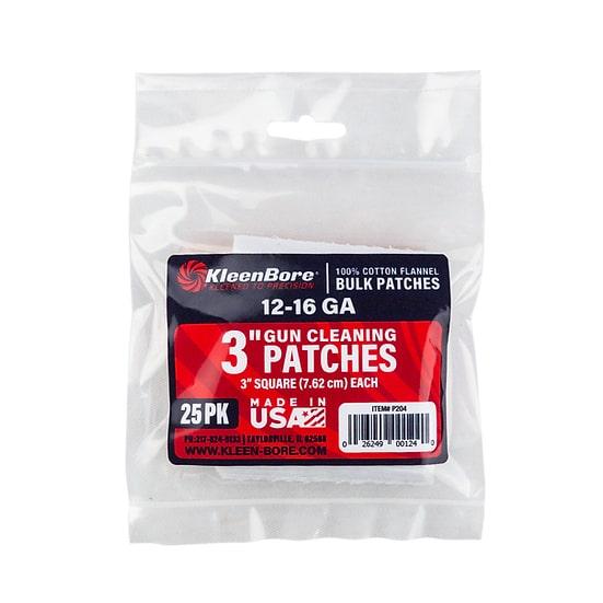 KleenBore Cotton Patches 3? Square 12-16 ga 25/ct - Precision Shot Firearms