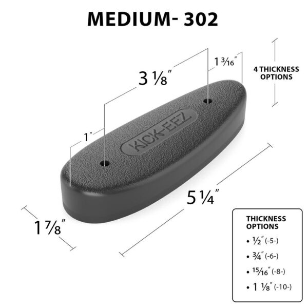KICK-EEZ All Purpose Recoil Pad - 5 1/4" L x 1 7/8" W x 15/16" T Black - Precision Shot Firearms