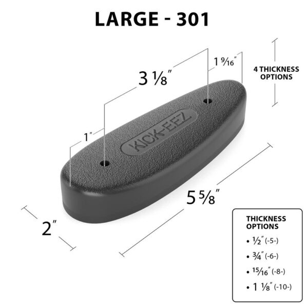 KICK-EEZ All Purpose Recoil Pad - 5 5/8" L x 2" W x 1 1/8" T Black - Precision Shot Firearms