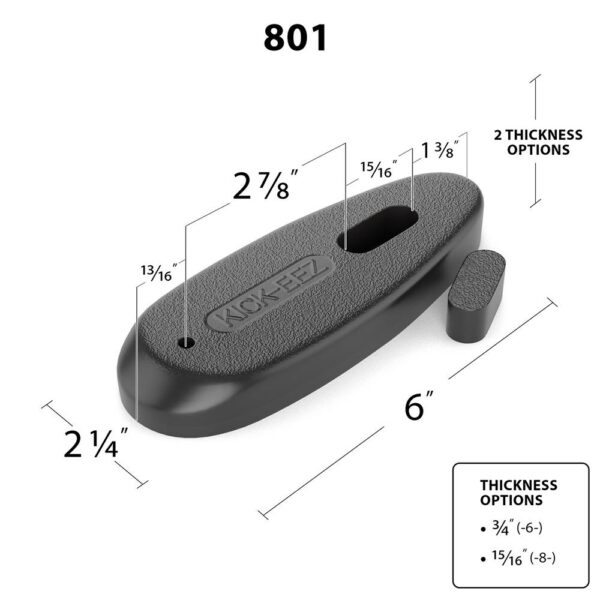KICK-EEZ Special Slotted Recoil Pad 2-1/4" x 6" x 15/16" Black - Precision Shot Firearms