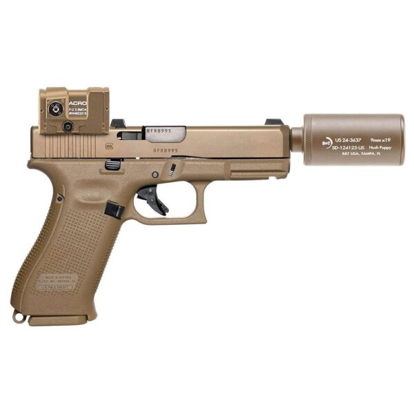 B&T Hush Puppy KIT G19 ACRO Hardcase Handgun 9mm Luger 15rd Magazines(2) 4" Barrel FDE-MUST BUY SUPPRESSOR - Precision Shot Firearms