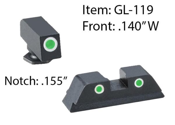 Ameriglo Classic Tritium Night Sight Set 3-Dot for Glock 20 21 29 30 31 32 36 40 41 - Precision Shot Firearms