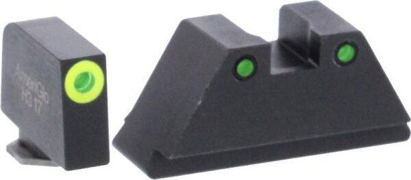 Green Tritium LimeGreenLumi Rnd Outline .315/Black .394 for Glock Tall Supp - Precision Shot Firearms