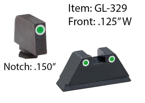 Amerigo Custom Combination Tall Suppressor Height Set - All Glock Models Except 42 43 / Front Tritium - Green / Front Outline -White / Rear Tritium - - Precision Shot Firearms