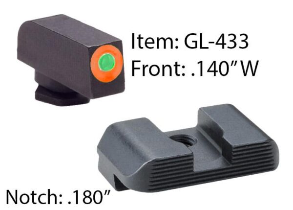 Ameriglo Hackathorn Sight Set for Glock 17-39 Front Tritium - Green / Front Outline - Orange / Rear - Black Serrated - Precision Shot Firearms
