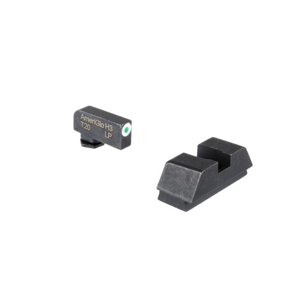 Ameriglo Optics Compatible Tritium Handgun Sight Set for Glock Flat Black .295? Rear 1L Tall Green with White .220? Front - Precision Shot Firearms